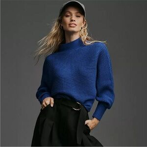 Anthropologie The Kendall Blue Mockneck Sweater